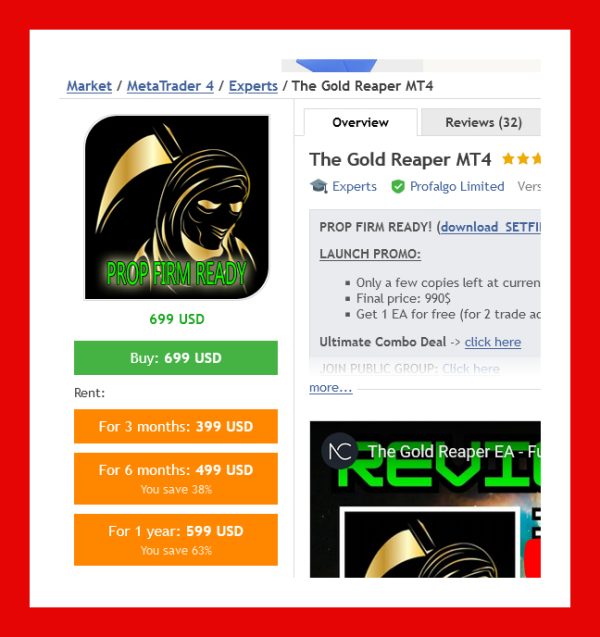 The Gold Reaper EA V2.1 MT4 (  For High Profit ) - Image 2