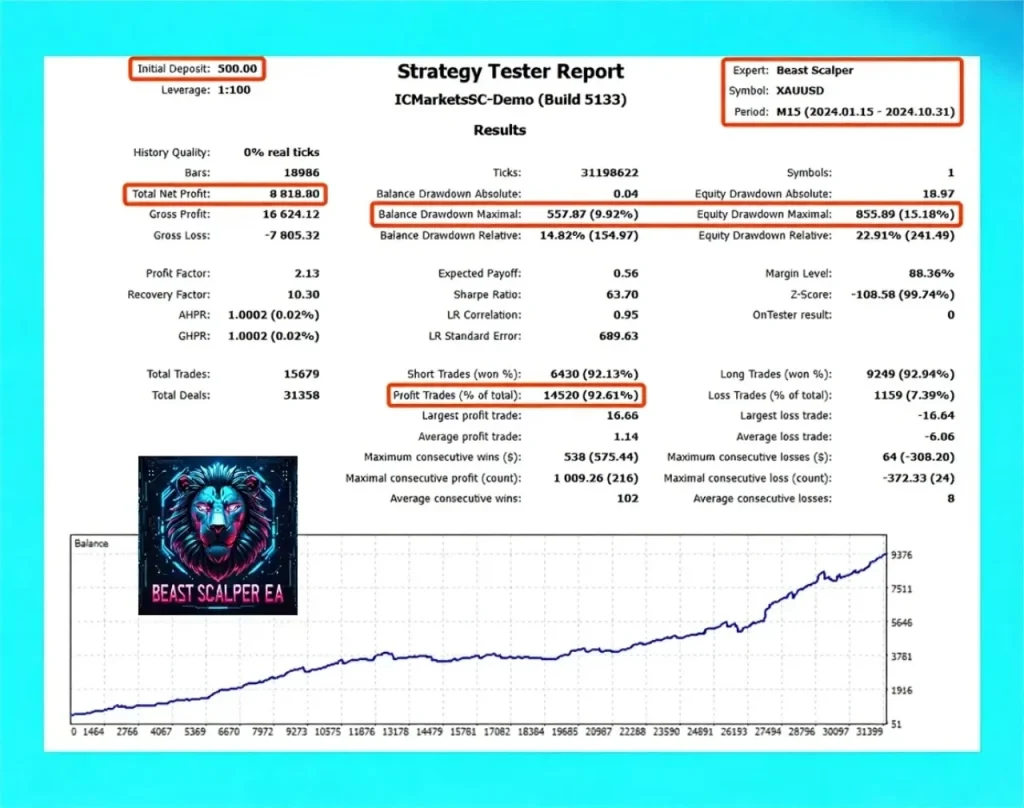 Beast Scalper EA MT5 Backtest Result 1