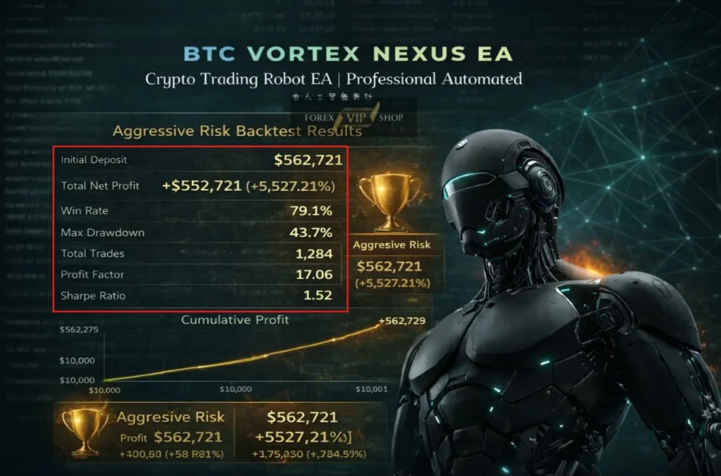 BTC Vortex Nexus EA MT5 Backtest Aggressive Risk